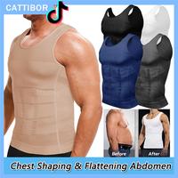 CATTIBOR 1/2 Pack Men Body Shaper Compression Vest,Men Abdomen Sleeveless Running Workout Fitness GYM Tank Tops Shirts Menswe...