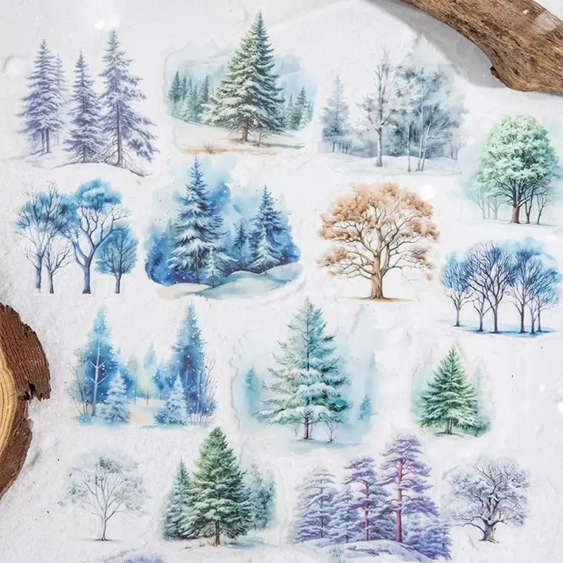 Winter Forest Tree Pattern Sticker, 20pcs/pack Scrapbooking & Stamping Sticker, DIY Decorative Sticker for Stationery Compute...