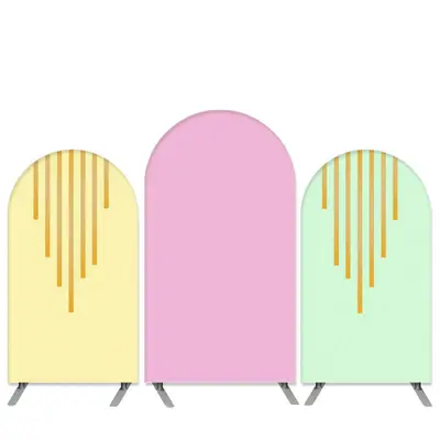 Aperturee Gold Stripes Theme Pink Green Birthday Arch Backdrop Kit | Diy Arch Backdrop Cover | Wedding Arch Backdrop | Chiara...