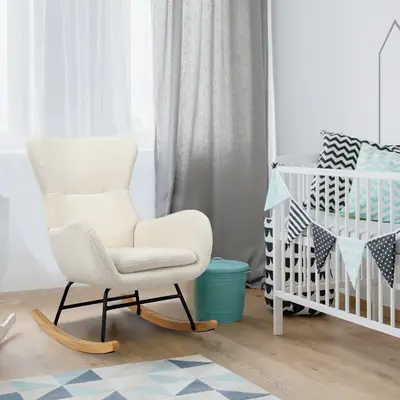 BuxwellBang Comfy Rocking Chair for Nursery - Glider Chair with High Backrest, Armrests & Upholstered Pad, Bedroom Nursery Ro...