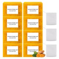 OUHOE Lemon Turmeric Kojic Acid Soap - Organic Smooth Body Care Cleanser for Radiant, Even-Toned Skin - Promotes Glowing, Dai...