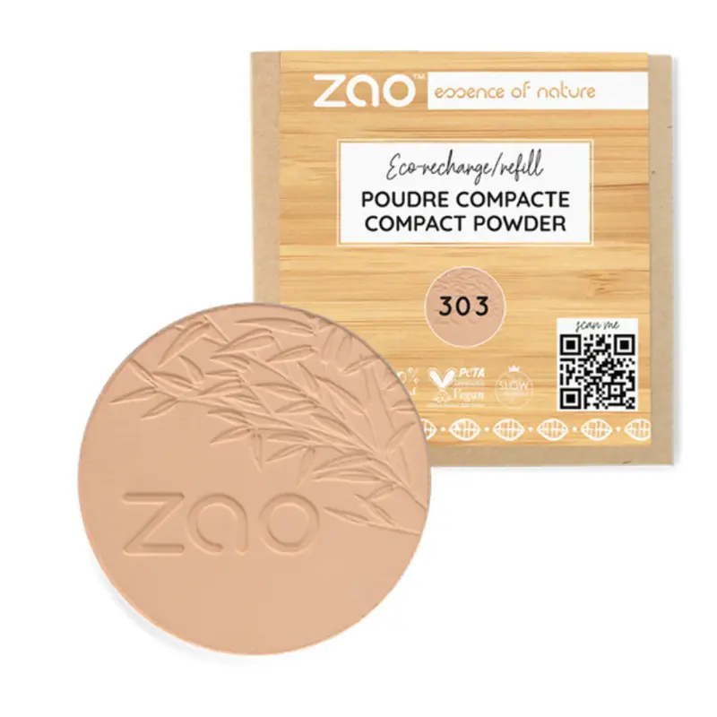 Zao Make Up Compact Powder Refill, 303 Apricot Beige (9 G)
