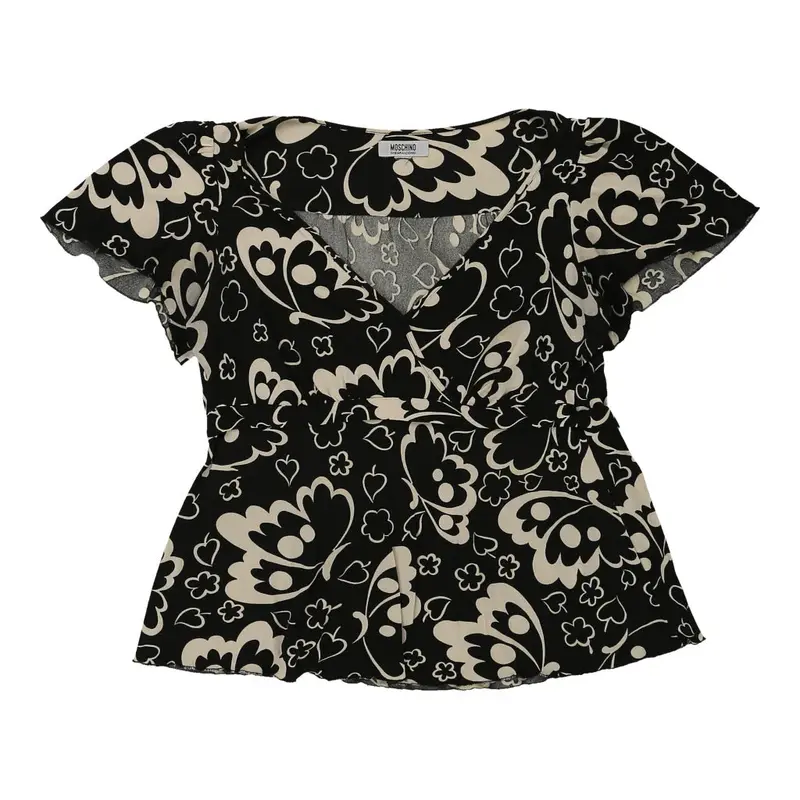 Cheap & Chic Moschino Floral Top - Large Black Viscose | Size: large