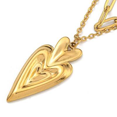 304 Stainless Steel Hearat Pendant Necklaces
