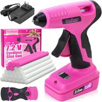 【Deals for You Days】THINKLEARN Cordless Hot Glue Machine with Stand, 4V Mini Pink Glue Machine Set with 25Pcs Premium Glu...