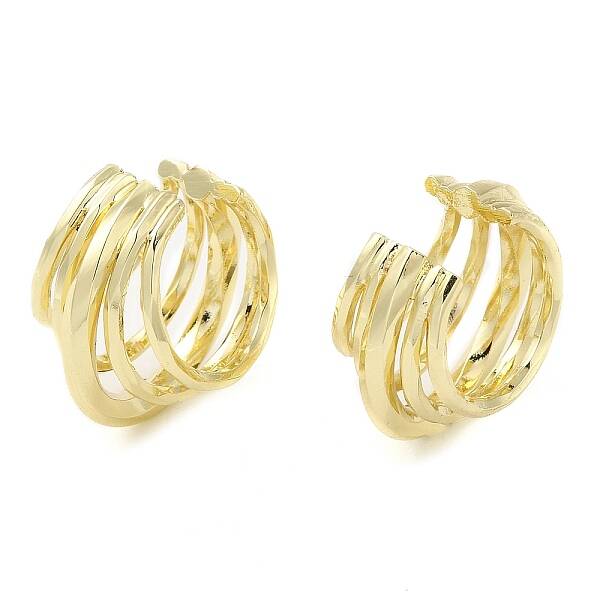 Brass Five Line Cuff Earrings