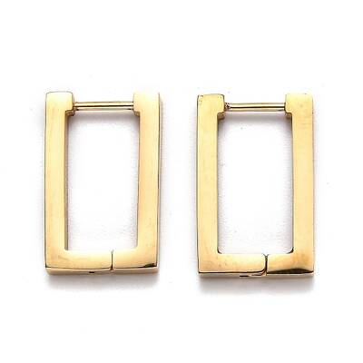 304 Stainless Steel Rectangle Huggie Hoop Earrings