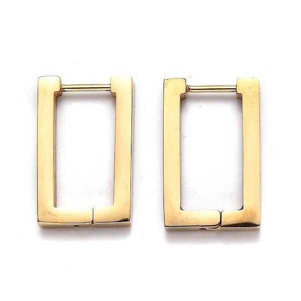 304 Stainless Steel Rectangle Huggie Hoop Earrings