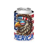 MERICA Bald Eagle Beer Can Sleeve - High-Quality Party Drinkware for 12 oz. & 16 oz. Cans, 16 oz. Bottles, Indoor & Beach Use...