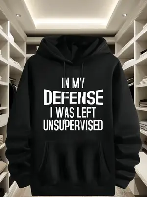 Unisex Essentials Hoodie Men's Regular Fit Letter Print Drawstring Pocket Hoodie, Casual Streetwear Long Sleeve Hooded Sweats...