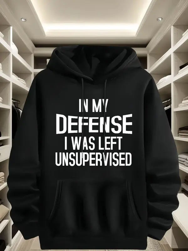 Unisex Essentials Hoodie Men's Regular Fit Letter Print Drawstring Pocket Hoodie, Casual Streetwear Long Sleeve Hooded Sweats...