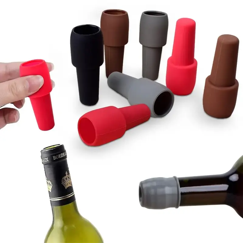 Silicone Wine Stoppers 8 PCS - Reusable Sparkling Wine Bottle Stopper for Home Use, Silicone Material, Suitable for Wine and ...