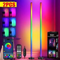 2Pack Modern LED Corner Floor Lamp – Energy-Efficient with Music Sync & Ambient Lighting, App Remote Control for Bedrooms &...