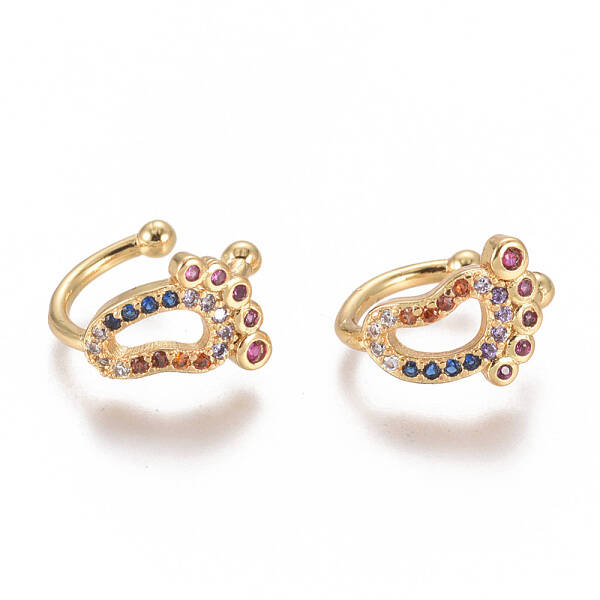 Golden Plated Brass Micro Pave Cubic Zirconia Cuff Earrings