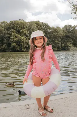 Aurelia Girl's Uv swimsuit - Pink Mallow Romance | Size: 7 years
