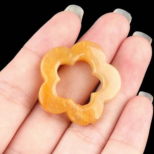 Natural Topaz Jade Hollow Flower Pendants