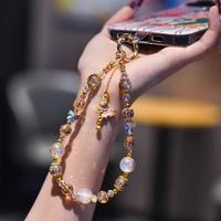 Fashionable  Crystal  Short Phone Chain, Anti-lost Phone Lanyard, Handmade Beaded Wrist Chain, Phone Strap for Women & Girls,...