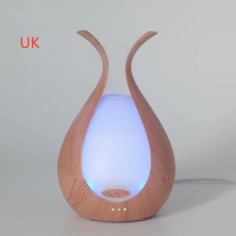 Home Office Humidifier Small Essential Oil Night Light Aroma Diffuser | Color: Colorful Wood grain | Style: UK
