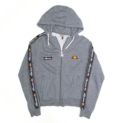 ELLESSE Embroidered Grey Full Zip Hoodie Womens S