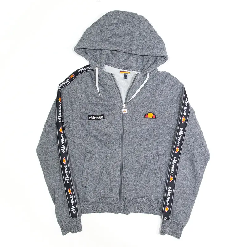 ELLESSE Embroidered Grey Full Zip Hoodie Womens S