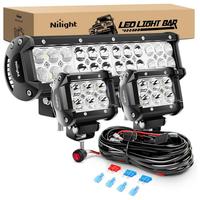 Nilight 12 Inch 72W Spot Combo Bar 2PCS 4 Inch 18W Flood LED Fog Lights with Off Road Wiring Harness 2 Leads tailgate light s...