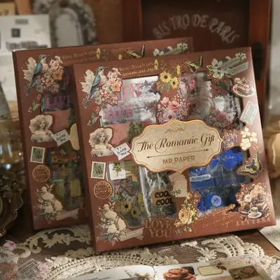 Vintage Floral Pattern Sticker (100 Sheets/Box), Scrapbooking & Journal Making Material Paper, Summer Gifts DIY Decorative S...