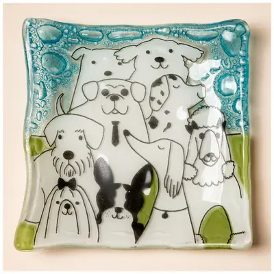 All Over Pets Recycled Glass Square Dish - Dog