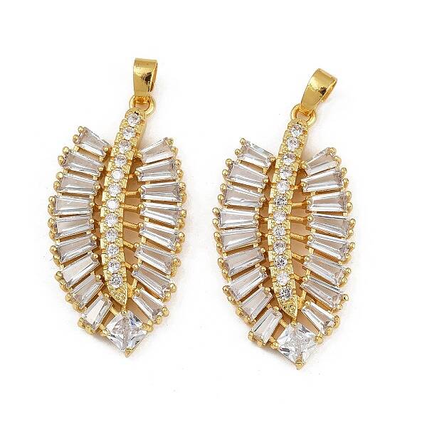 Rack Plating Brass Clear Cubic Zirconia Pendants