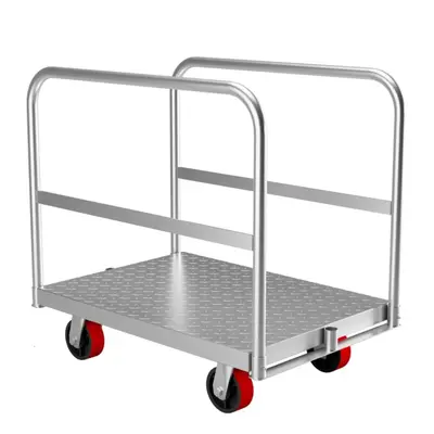 Garvee 2-in-1 Heavy Duty Panel Truck Cart, 36 x 24 All Steel Platform Truck with 3 Side Handrails, 2200 Lbs Cart with 4 Rub...
