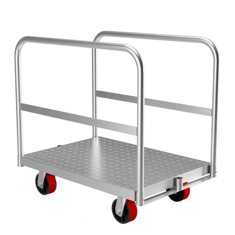 Garvee 2-in-1 Heavy Duty Panel Truck Cart, 36 x 24 All Steel Platform Truck with 3 Side Handrails, 2200 Lbs Cart with 4 Rub...