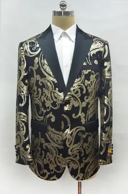 Fashion-7# Black-Gold - Mens Wholesale Blazers