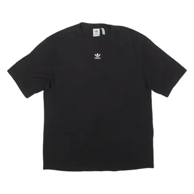 ADIDAS ORIGINALS Womens T-Shirt Black Crewneck UK 12