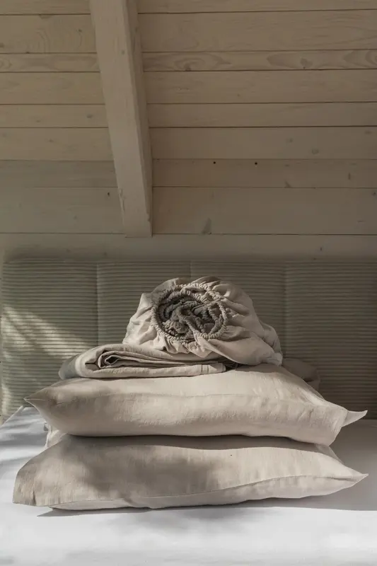 Linen sheets set in Cream | Size: US Queen DEEP + King pillowcases