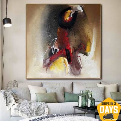 Original Abstract Colorful Paintings On Canvas Heavy Textured Expressionist Art Wall Decor | GENERATION 23.6"x23.6"