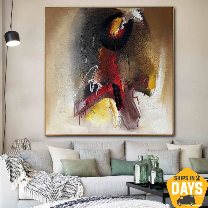 Original Abstract Colorful Paintings On Canvas Heavy Textured Expressionist Art Wall Decor | GENERATION 23.6"x23.6"