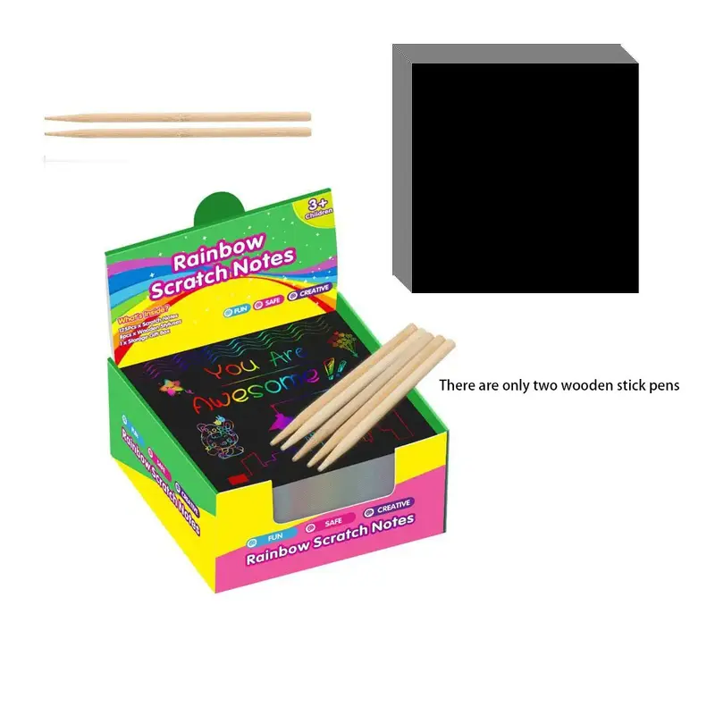 Christmas Rainbow Scratch Art Note Book, 100sheets/set Scratch-off Note with 2 Counts Markers, Art Drawing Supplies for Kids,...