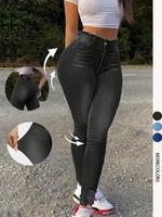 Women's Plain Pocket Skinny Jeans, Casual Comfy Slim Fit Denim Pants for Daily Wear, Ladies Bottoms for All Seasons, Skinnies...