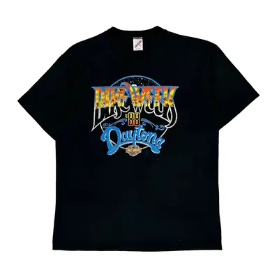 Single Stitch Bike Week Daytona Jerzees Graphic T-Shirt - XL Black Cotton Blend