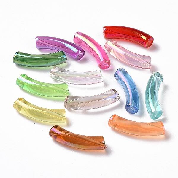 UV Plating Transparent Rainbow Iridescent Acrylic Beads