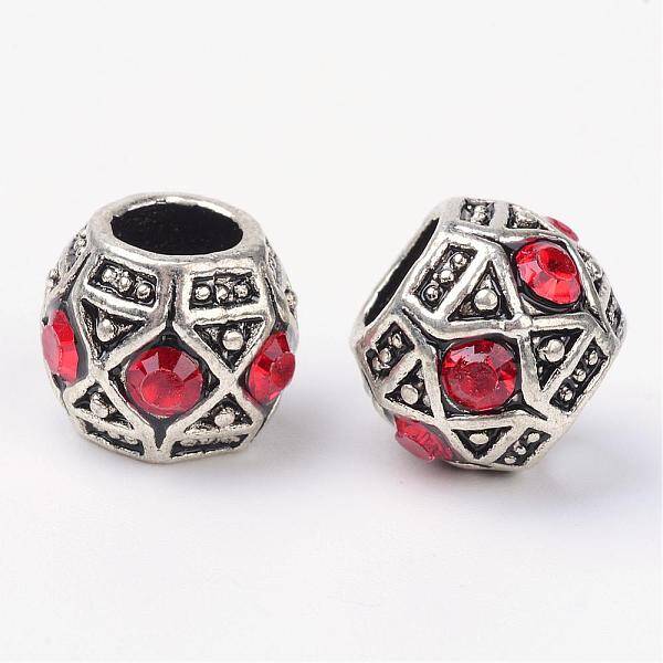 Alloy Rhinestone Rondelle Large Hole European Beads