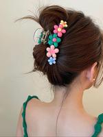 Cute Colorblock Flower Design Hair Claw, Elegant Hair Accessories for Women & Girls, Minimalist Headwear Suitable for Thick H...