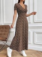 Women's Ditsy Floral Print Vneck Dress, Elegant Casual Short Sleeve Dress for Holiday Vacation Daily Wear, Ladies Clothes for...