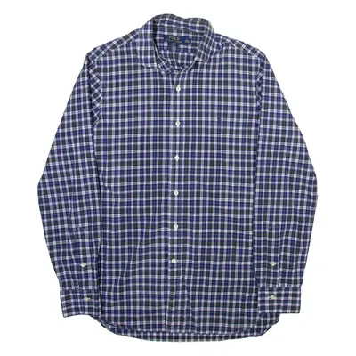 POLO RALPH LAUREN Mens Shirt Blue Check Long Sleeve M