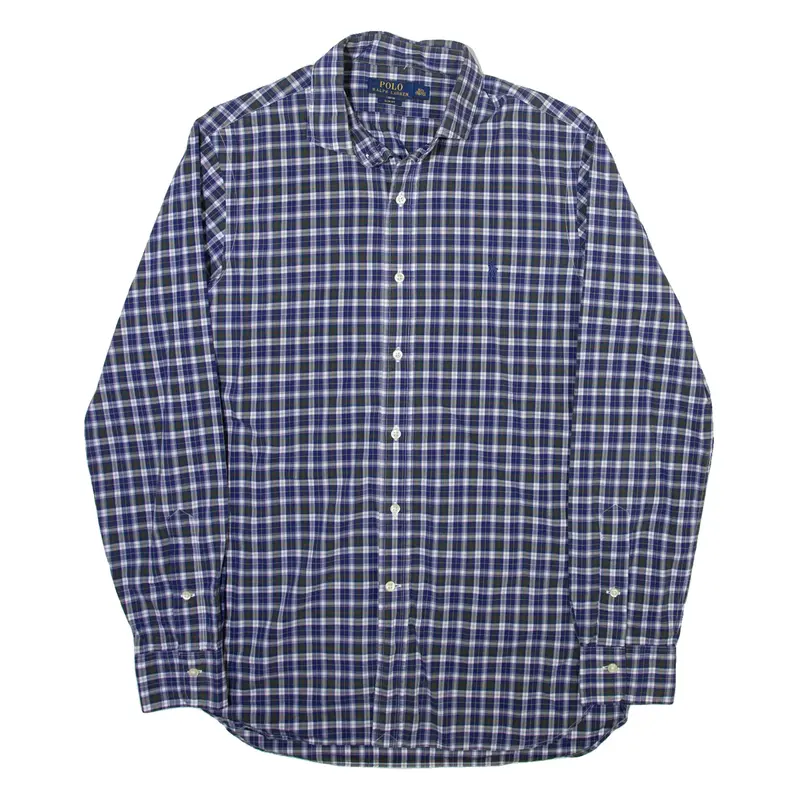 POLO RALPH LAUREN Mens Shirt Blue Check Long Sleeve M