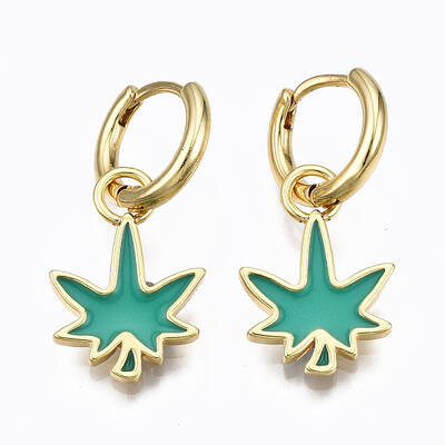 Brass Enamel Huggie Hoop Earrings