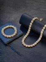 Luxury Artificial Crystal Decorated Necklace & Bracelet Set, 2pcs Rhinestone Decor Jewelry Set for Party, Elegant Gorgeous Fa...
