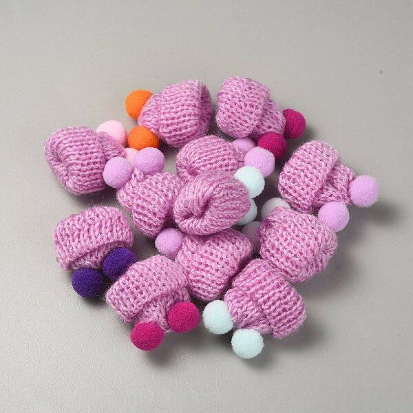 Woolen Crochet Mini Hat with Double Pom Pom Ball