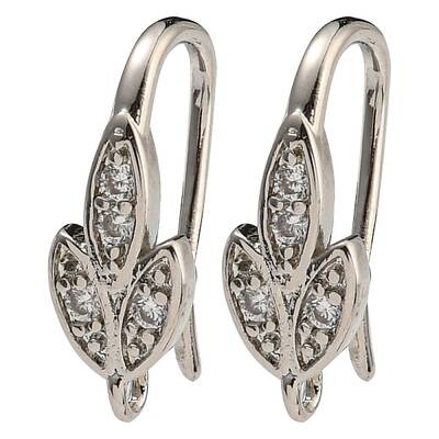 Brass Micro Pave Clear Cubic Zirconia Earring Hooks