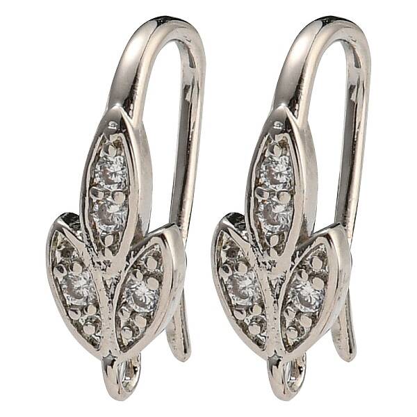 Brass Micro Pave Clear Cubic Zirconia Earring Hooks