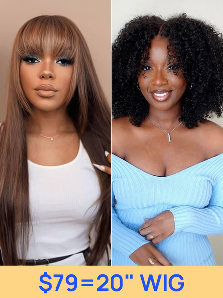 Nadula Flash Sale Yaki Straight Layered Wig with Bangs And Kinky Curly Half Wig Glueless Human Hair Wigs
